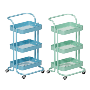 Chariot utilitaire <span class=keywords><strong>à</strong></span> <span class=keywords><strong>roulettes</strong></span> en métal robuste <span class=keywords><strong>à</strong></span> 3 niveaux, plusieurs couleurs, avec poignée et roues verrouillables pour <span class=keywords><strong>cuisine</strong></span>, salon, garage - Product Image 1