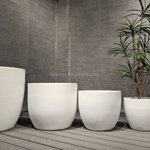 Grands pots d'arbre de jardin d'extérieur en argile fibreuse de couleur blanche mate, légers, pots d'arbre réels pour plantes, pour la maison, le centre commercial, kit d'extérieur - Product Image 6