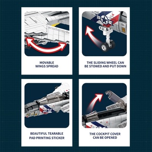 Reobrix Série d'armes de l'armée de l'air, modèle d'avion de chasse F-14 Stealth, modèle d'avion militaire, jouet de construction en blocs pour garçons - Product Image 5