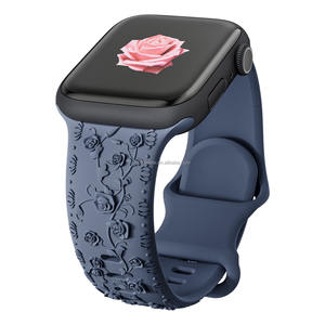 Correa de Reloj Deportiva de Silicona Suave con Grabado Floral de 22 mm, Correa de Reloj con Hebilla de Pin para Mujer, Correa con Flores en Relieve para Reloj IWatch - Product Image 4