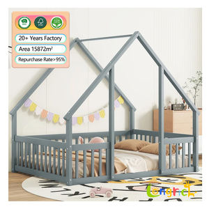Lit pour enfants en bois de pin naturel forme de maison Montessori chambre à coucher lit pour <span class=keywords><strong>b</strong></span>é<span class=keywords><strong>b</strong></span>é espace de sommeil sûr pour tout-petit à l'école Villa - Product Image 1