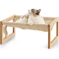 Hamac balançoire parfait pour chat, lit suspendu en bambou respirant et lavable, tissu tissé, support de couchage surélevé pour animaux, lit de repos pour chat et chien