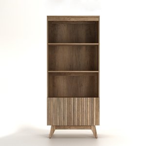 Librero Alto Moderno de Madera de Roble Canyon, Mueble de Almacenamiento y Exhibición para Sala de Estar - Product Image 2