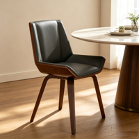 Chaise de salle à manger moderne en bois courbé, revêtement en cuir PU, chaise latérale en bois courbé, chaise de salle à manger nordique pour la maison, le restaurant, le café