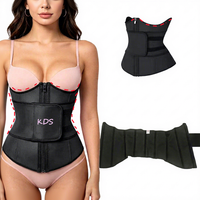 Faja colombiana moldeadora en forma de W de látex con soporte para abdomen y control de cintura para mujer con velcro