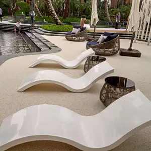 Espreguiçadeiras de fibra de vidro para piscina, cadeiras de sol em estilo moderno, jardim e pátio aquático, espreguiçadeira nórdica de luxo, mobília para o ar livre