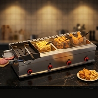 Grille à poulet au gaz en acier inoxydable de qualité commerciale, simple, avec friteuse grande et petite pour cuisine de restaurant