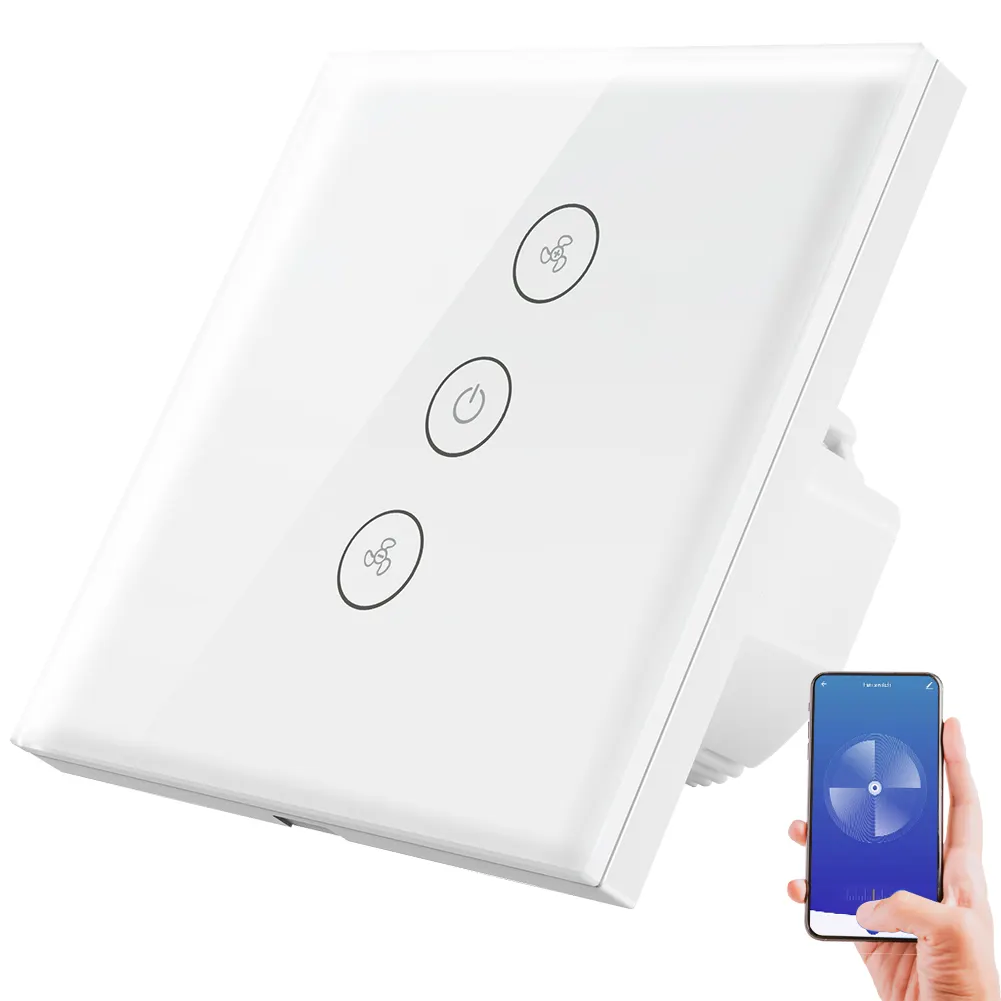 SMATRUL Tuya Touch Wifi Ceiling Fan Switch EU Smart Life Remote Timer Speed Wall glass APP Control Work with Alexa Google Home
