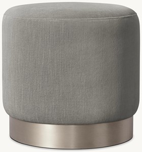 Modern Round Fabric Upholstered Ottoman <strong>Pouffe</strong> with Gold Base for Living Room Sofas and Bedroom Sets Luxury - Product Image 3