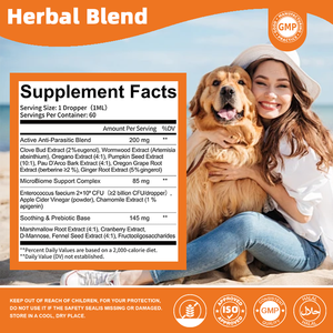<span class=keywords><strong>Traitement</strong></span> interne doux formulé par des vétérinaires, gouttes liquides à base de plantes, vermifuge avec probiotiques <span class=keywords><strong>pour</strong></span> chiens et chats, <span class=keywords><strong>pour</strong></span> la santé intestinale. - Product Image 3