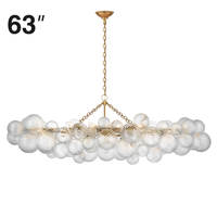 Lustre linéaire moderne en verre doré de 63 pouces pour villa, grand salon, salle à manger, lustre design en verre transparent