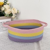 Panier de rangement de bureau en fil de coton, panier cadeau, organisateur de fournitures ménagères et de toilette, rangement pour collations et clés, style moderne et minimaliste