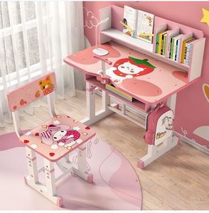 Ensemble table et chaise réglables en hauteur, étagères, structure en acier, bureau d'étude <span class=keywords><strong>pour</strong></span> enfants et étudiants - Product Image 5