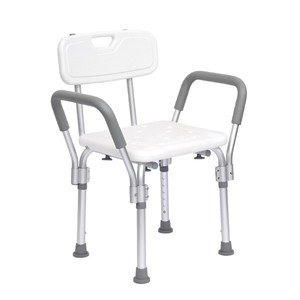 Shower Stool With <b>Backrest</b> And Arms White Plastic Bath Chair For Elderly Disabled Pregnant Users Bathroom Safety Equipment - Product Image 5