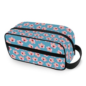 Portable Toiletry Bag Women Makeup Cosmetic Travel Case Hawaii Hua Pink Flower Small Pouch Custom Design Make up Pouch - Product Image 1