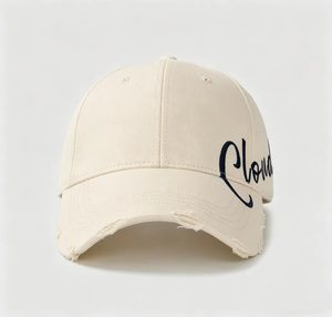 Vintage Distressed Custom Cloud Embroidered Baseball Cap Custom Color Cotton Adjustable <b>Hat</b> <b>for</b> Women Men - Product Image 1