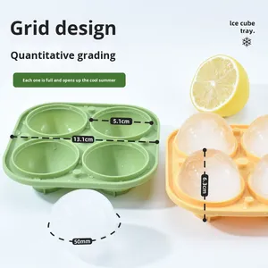 Moule à glaçons sphériques en silicone à 4 cavités avec couvercle pour whisky, cocktails et bourbon – Vente en gros, démoulage facile - Product Image 5