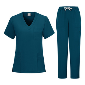 Women Hospital Uniform Scrub <b>Set</b> V-Neck Top And Pants Moisture Wicking Elastic Quick Drying Split <b>Set</b> For Nurses <b>Doctors</b> - Product Image 3