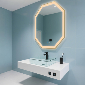 Fullkenlight khung vàng fogless tắm tắm Gương thông minh phòng tắm <span class=keywords><strong>LED</strong></span> Vanity ánh sáng gương cho phòng tắm trang điểm - Product Image 5