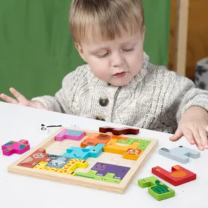 Montessori Holz Kleinkind Puzzle Spielzeug für Alter 3 4 5 6 7 Jahre Tier Puzzle Board Form Matching Lernspiel zeug