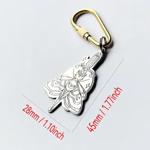 Pendentif de collier gothique en acier inoxydable, tête de mort, chenille de lune - Bijoux effrayants, cadeaux païens et sorcières, charme gothique - Product Image 3