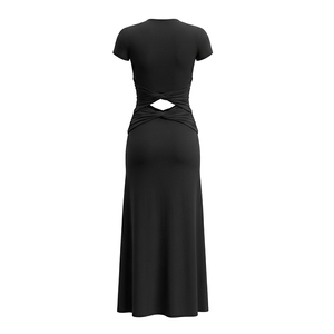 Vestido Casual Elegante para Mujer Viviblook C26DS262, Color Sólido, Manga Corta, Escote en V Profundo, Corte Ajustado, Estilo Maxi - Product Image 6