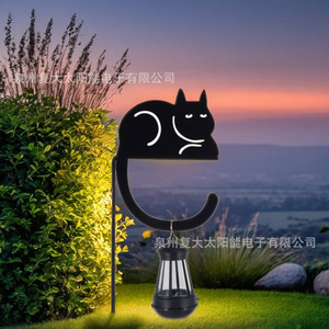 ไฟสวนพลังงานแสงอาทิตย์รูปแมว LED โคมไฟตกแต่งกลางแจ้งกันน้ำแบบตั้งพื้น - Product Image 1