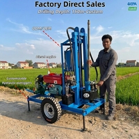 Foreuse de puits d’eau portable de 200 m, machine de forage de puits hydraulique diesel sur remorque pour l’irrigation agricole,