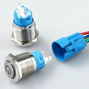 Interruptor de botón pulsador de Metal negro integral BONENS, interruptores de botón pulsador iluminados momentáneos con enganche impermeable de 12/16/19/22mm - Product Image 6