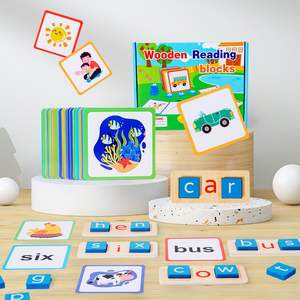 Jouet éducatif Hoye Crafts, cartes flash anglaises, jouet de lecture pour enfants, lettres en bois, jeu d'apprentissage, jeu de mots éducatifs, jeu d'<span class=keywords><strong>orthographe</strong></span> - Product Image 2