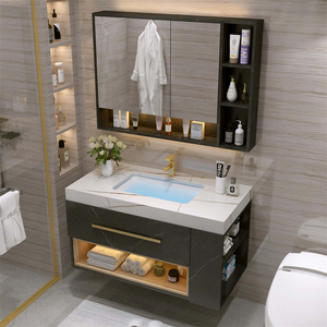 House Furniture Supplier 80cm-150cm Floating Bathroom Vanity Mdf Wood Cabinet