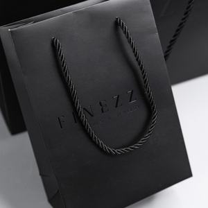 Bolsa de Papel de Lujo Personalizada para Boutique, Bolsa de Compras Negra con Logotipo Personalizado Impreso para Ropa - Product Image 5