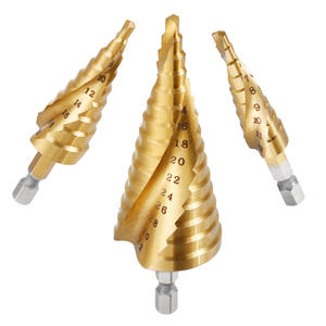 Wholesale Titanium-Plated Hexagonal Shank Spiral Pagoda <b>Drill</b> Bit Set Center <b>Drills</b> Positioning Punch Tool Reaming <b>Step</b> <b>Drill</b> - Product Image 1