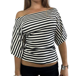 Elegante Camisa de Punto a Rayas Transpirable con Botones para Mujer, Blusa Sofisticada y Chic de Corte Ajustado que Define la Cintura, Ideal para la Oficina - Product Image 3