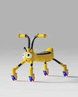 Voiture à pédales pour tout-petits à quatre roues avec animaux de dessin animé, 1-3 ans, lumière et musique, jouet éducatif pour enfants, en plastique