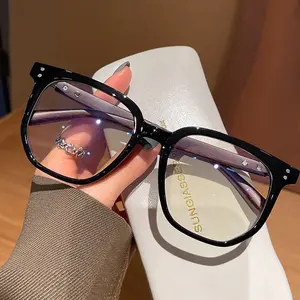 2023 New TR retro wood grain leg anti-blue glasses simple transparent adjustable degree flat light mirror glasses wholesale