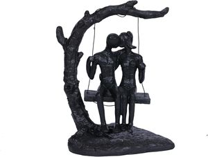 Scultura di coppia Swing in ferro 6 ° amore nero statua del bacio decorazione per la casa dolce ghisa per moglie romantico uomo donna figurine - Product Image 5