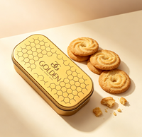 Boîte en métal personnalisée pour l'emballage de thé, café, gâteaux, bonbons, biscuits, chocolat, avec impression dorée, formes carrées, rondes et rectangulaires