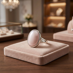 Bague Cocktail en Argent 925 avec Coquille Rose, Sertissage Bezel, Minimaliste, pour Femme, à Porter au Quotidien - Product Image 3