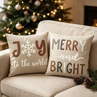 Ensemble de 4 housses de coussin de Noël neutres 18x18 pouces, style bohème, pour canapé, décoration de Noël pour la maison
