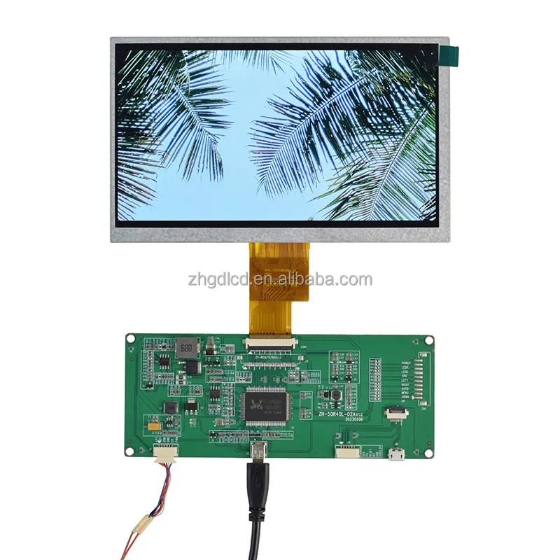 จอ LCD 1000 nits IPS 7นิ้ว1024X600หน้าจอ TFT wsvga ขนาด7นิ้ว40 PIN โมดูลจอแสดงผล LVDS พร้อมแผงควบคุม