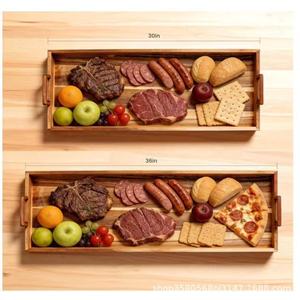 One Stopper Wooden Serving <b>Tray</b> <b>Large</b> With Handle For Family Dining Food Presentation - Product Image 3