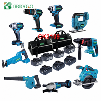 Kit combiné d'outils électriques multifonctions sans fil 21V à batterie lithium, pour usage industriel et domestique, construction métallique durable, coffret rigide