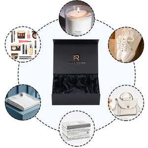 <strong>Customized</strong> Black Magnetic <strong>Cardboard</strong> Paper Box with Satin Lining Embossed Printing Featuring Brand Logo <strong>Insert</strong> for Gift Packaging - Product Image 4