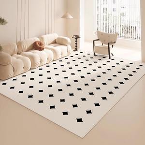Alfombra Geométrica de Terciopelo Cristal, Rectangular, Resistente a las Manchas, para Sala de Estar, Estilo Moderno y Minimalista - Product Image 1