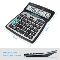 Calculatrice de bureau multifonctionnelle de haute qualité CTIFREE Ct9300 à 14 chiffres, certifiée CE, RoHS, FCC, avec batterie, en plastique noir