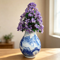 Ornamen Bonsai Bunga Kristal Amethyst Buatan Tangan dengan Vas Labu Porselen untuk Ruang Tamu & Pintu Masuk