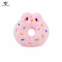 Jouet en peluche pour chien en forme de donut rose, peluche douce et moelleuse, balle à câliner, jouet de chasse pour chiots et chatons avec visage brodé