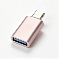 Adaptateur USB vers USB C 5 Gbps USB 3.0 OTG en aluminium rose doré, convertisseur Type C Plug & Play pour iPhone 16, Samsung, iPad, Galaxy, ordinateur portable