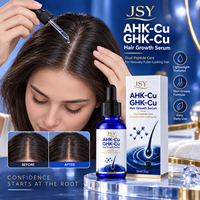 Sérum capillaire double peptide AHK-Cu GHK-Cu, marque privée, soin quotidien léger pour un cuir chevelu nourri et des cheveux d'apparence plus volumineuse, 30 ml
